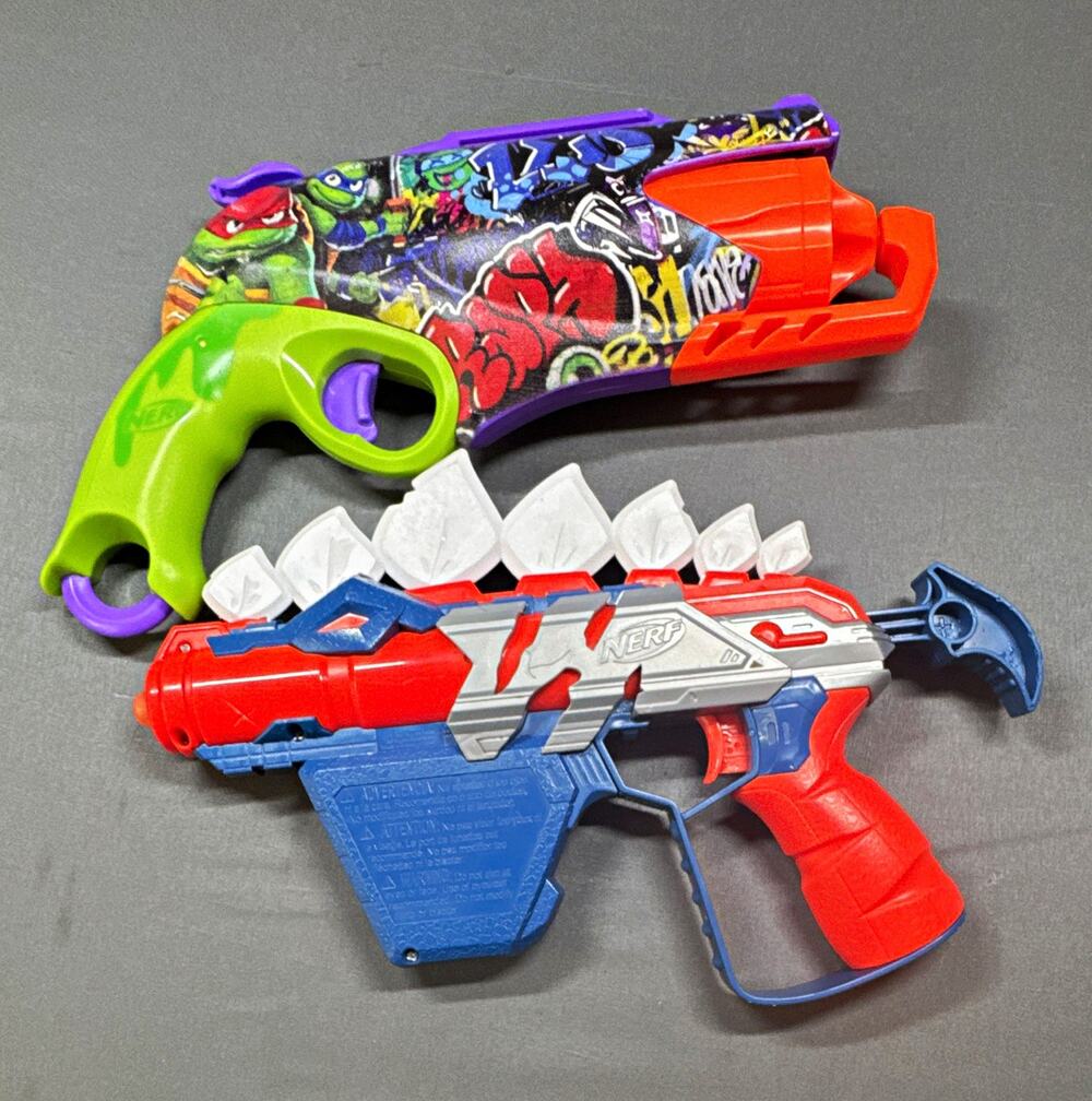 NERF DinoSquad Stegosmash Blaster + TMNT Micro Dart Blaster Lot 2021